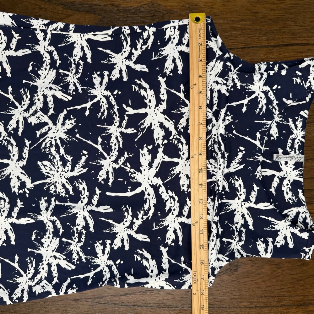 Lulu-B Palm Tree Print Sleeveless Shift Dress Navy Blue White Womens Medium - Picture 5 of 8